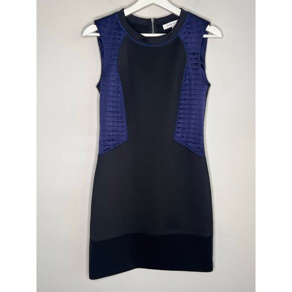 Sandro Paris Colorblock Sleeveless Sheath Mini Dress Black/Blue Women's Size 1 - Picture 4 of 10